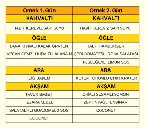 Habit Hızlı Toparlanma Paketi Örnek menü