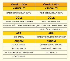Habit Hızlı Toparlanma Paketi Örnek Menü