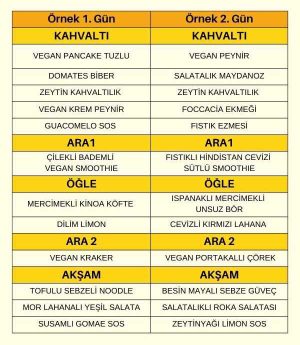 Habit Vegan Beslenme Paketi Örnek Menü